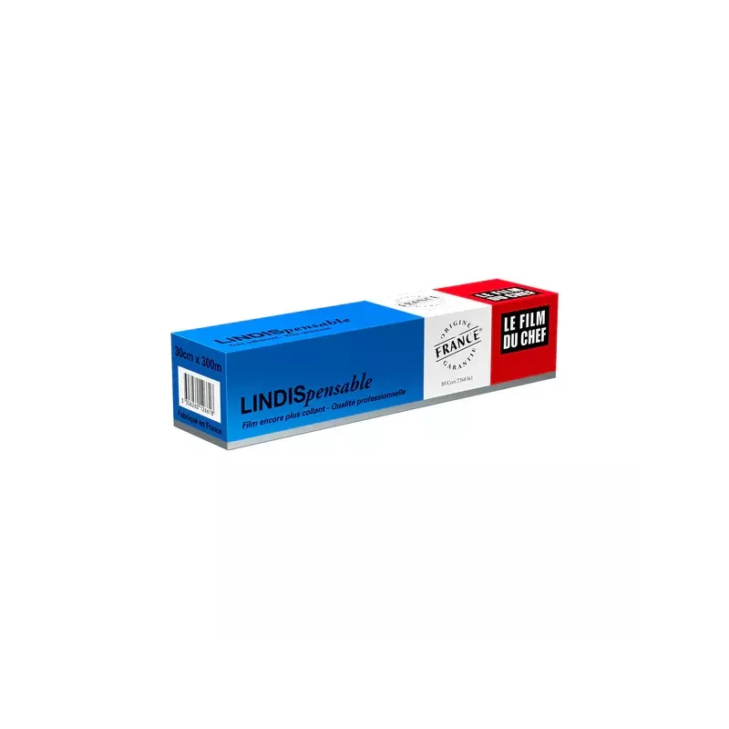 FILM ETIRABLE ALIMENTAIRE 8 microns BOITE DISTRIBUTRICE LAME DENTELEE 450MMX300M