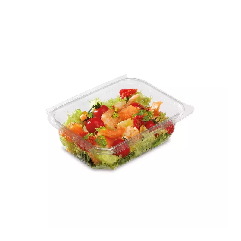 BARQUETTE COUVERCLE CHARNIERE OPTIPACK PET 750G taille 185X135X45MM
