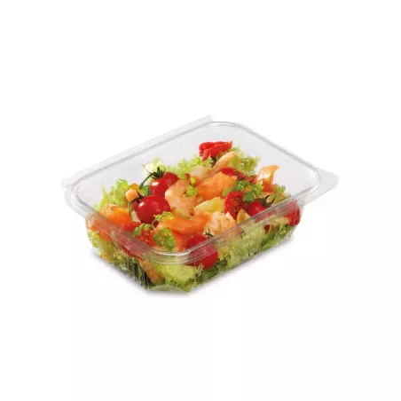 BARQUETTE COUVERCLE CHARNIERE OPTIPACK PET 750G taille 185X135X45MM