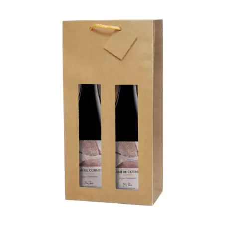 SAC LUXE 2 BOUTEILLES 18+8,8x38CM AVEC FENETRE