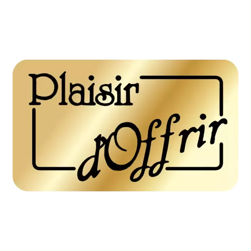 ETIQUETTE ADHESIVE FOND OR PLAISIR D'OFFRIR 18X30 MM