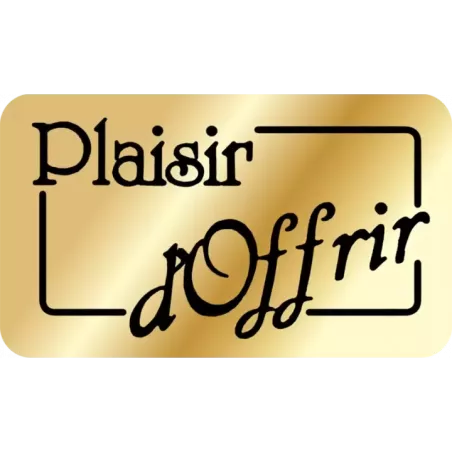 ETIQUETTE ADHESIVE FOND OR PLAISIR D'OFFRIR 18X30 MM