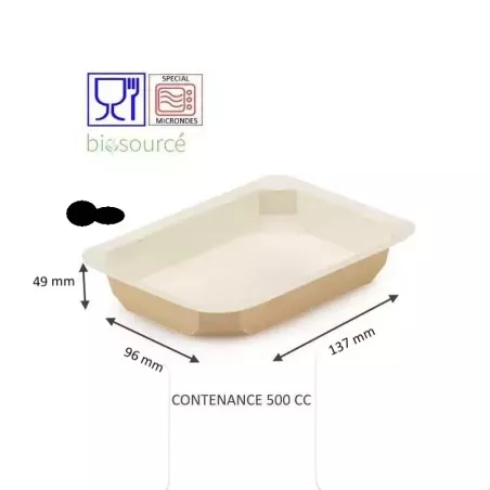 BARQUETTE SCELLABLE CARTON FOODK 375G taille 137X96 H49MM