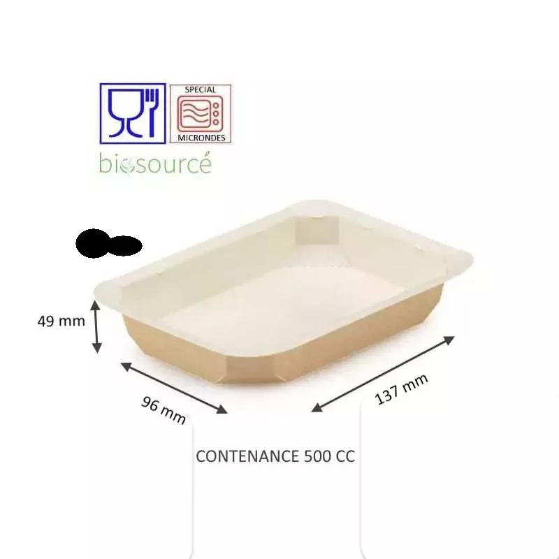 BARQUETTE SCELLABLE CARTON FOODK 500G taille 137X96 H63MM