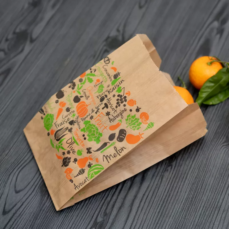 SAC FRUIT 1KG KRAFT BRUN WS 35Grs 14+7X25CM IMPRIME PASSE PARTOUT