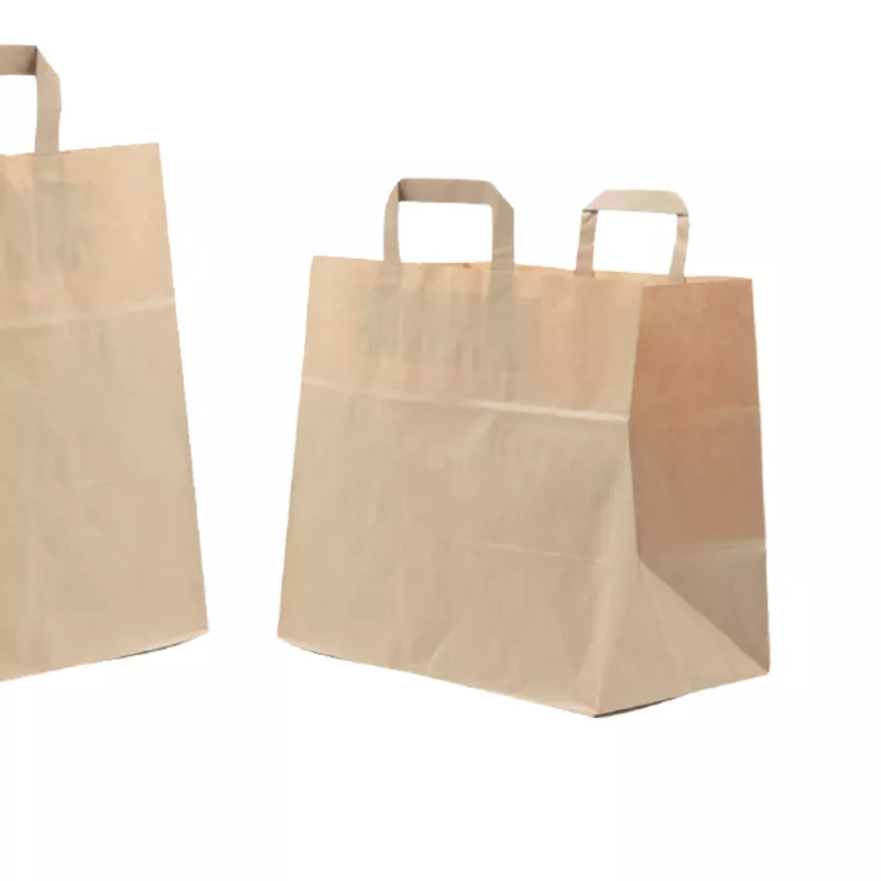 SAC CABAS KRAFT BRUN avec POIGNEE PLATE 26+20X25CM
