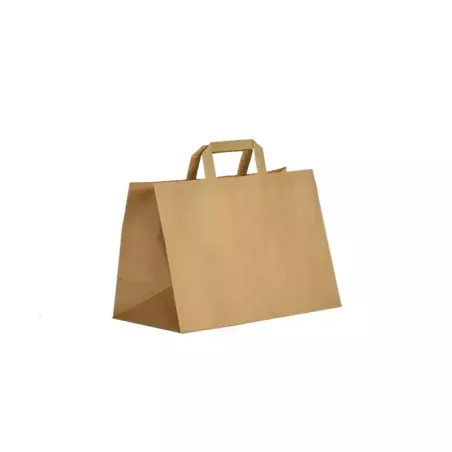 SAC CABAS KRAFT BRUN avec POIGNEE PLATE 32+22X24CM