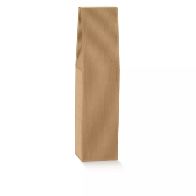 BOITE POUR 1 BOUTEILLE TAILLE 90X90X370MM ONDULE HAVANE
