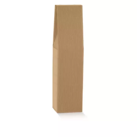 BOITE POUR 1 BOUTEILLE TAILLE 90X90X370MM ONDULE HAVANE
