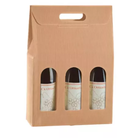 BOITE POUR 3 BOUTEILLES TAILLE 270X90X400MM+FENETRE